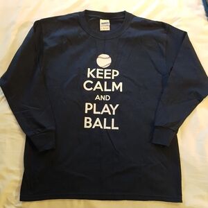 Gildan Boys size medium Keep Calm Play Ball long sleeved shirt, EUC